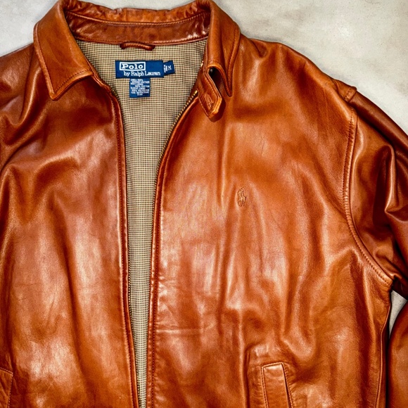 POLO RALPH LAUREN Men's Leather Bomber Jacket - M - Picture 14 of 16